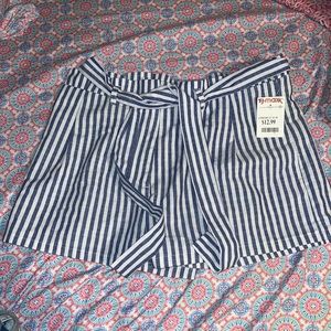 Blue and white striped shorts